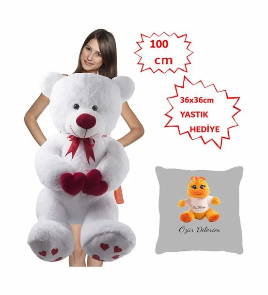 100 Cm Beyaz Bobo Peluş Oyuncak Ördek Yastıklı