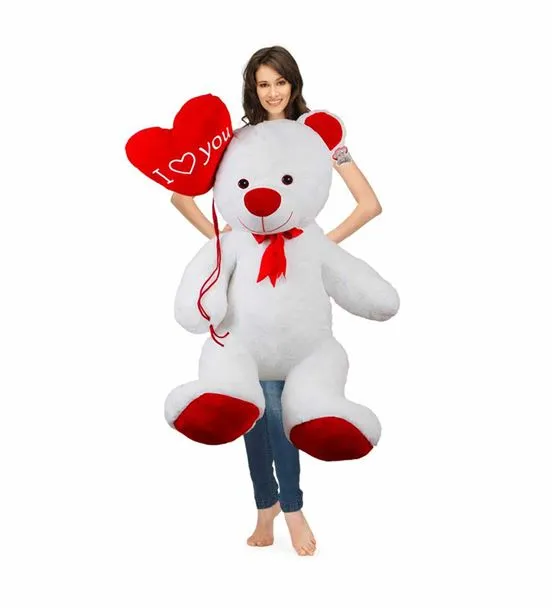 90 Cm Balonlu Beyaz Bobo Peluş Ayıcık