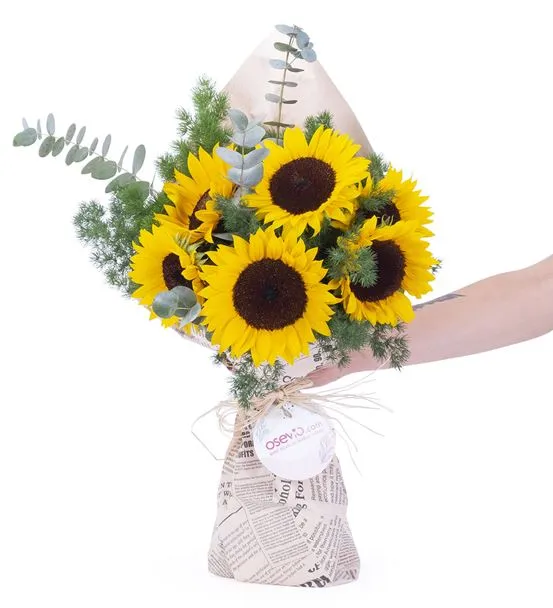 Sunshine Kucak Dolusu Ay Çiçeği Tasarım Buketi